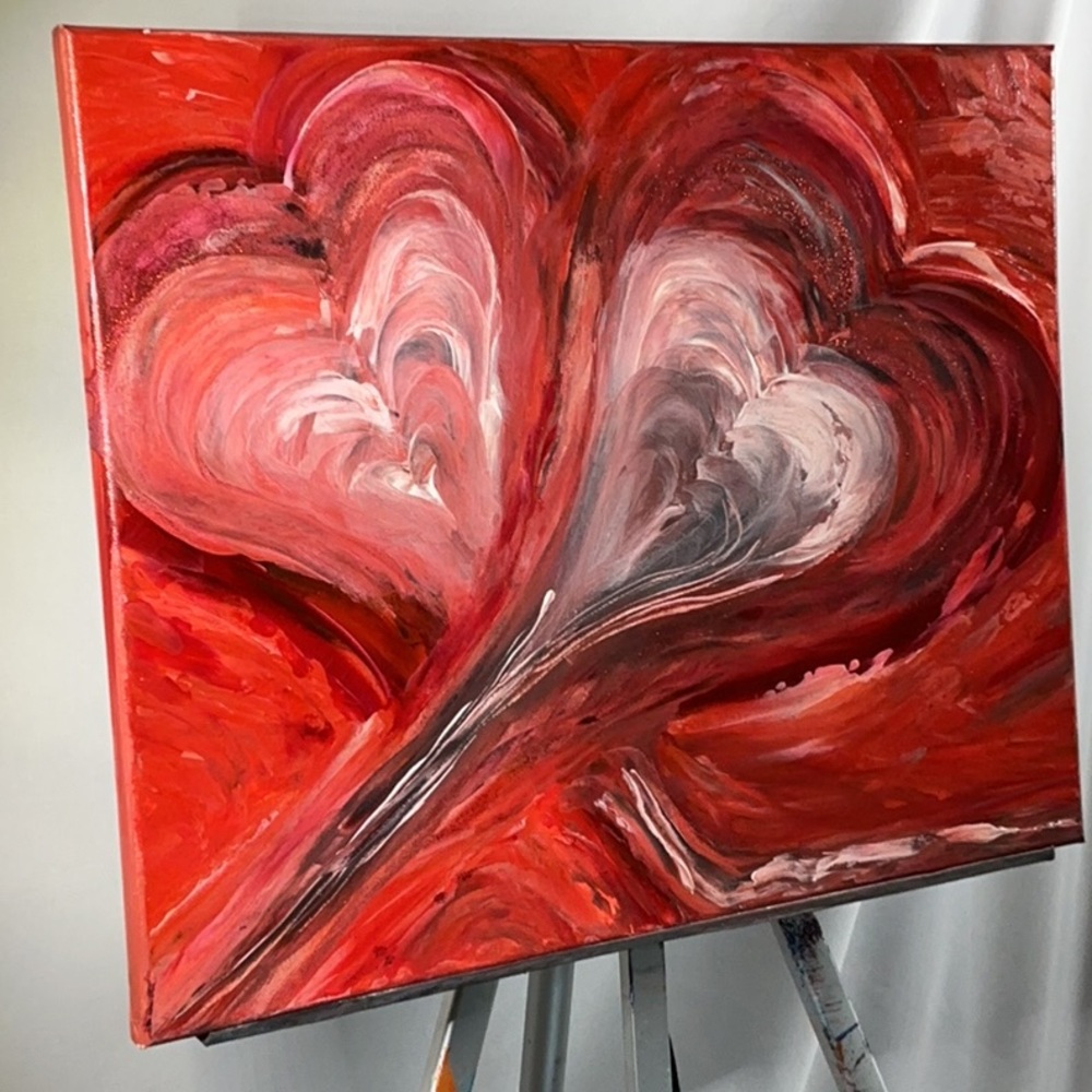 Romantic Hearts Painting Original Artwork Medium Wall Decor - Picture 7 of 16